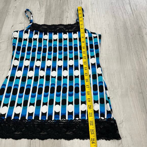 Maurices Blue Lace Stretch Bubble Y2K Silky Geometric Retro Tank Top Cami Small - Picture 9 of 9
